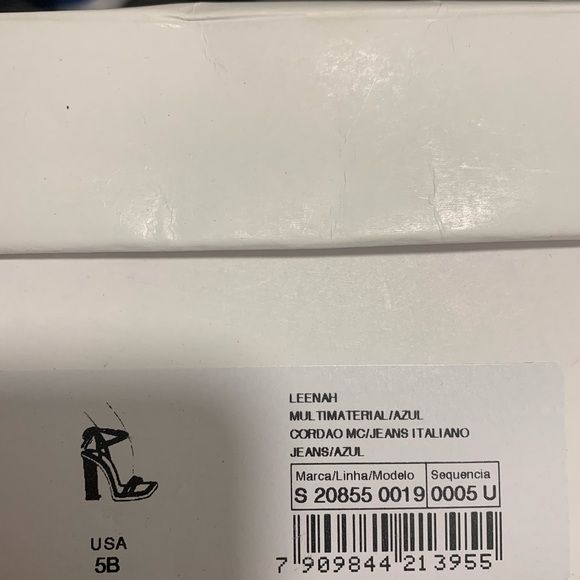 Schutz Leenah Denim Wraparound Lace Up Open Toe Block High Heel Sandals size 5 - Picture 7 of 8